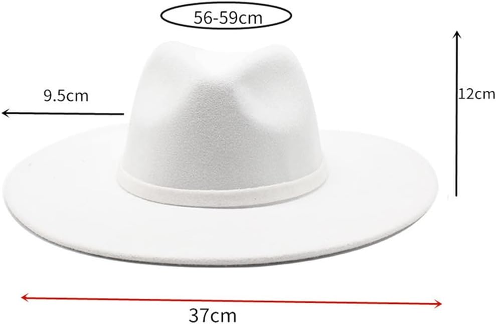 Women Men Big Wide Brim Woolen Fedora Hat British Style Gentleman Elegant Lady Jazz Church Hats