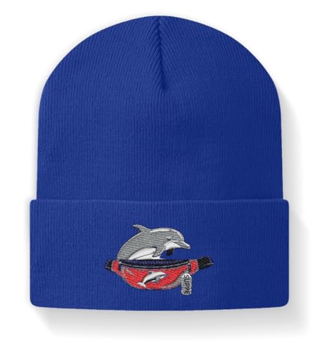 Beanie M-Royal bleu roi en maille avec dauphin original