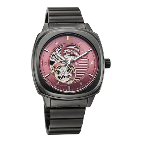 Image of Fastrack Automatics 3.0 Analog with Dusty Rose Dial Gun Stainless Steel Metal Strap Watch for Men - 3333QM01