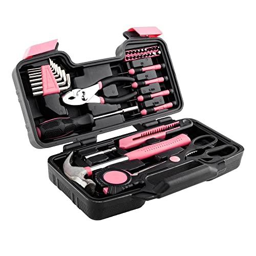 Ovovo From Repairs To Diy: Essential 39Pcs Women's Tool Kit, Professional And Compact - Portable Household Tool Set In Pink #TOP3