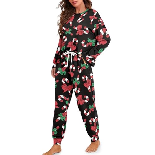 Image of Women's Pajamas Set Soft 2 Piece Loungewear Long Sleeve Pj Set Matching Sleepwear with Pockets for Women Plus Size