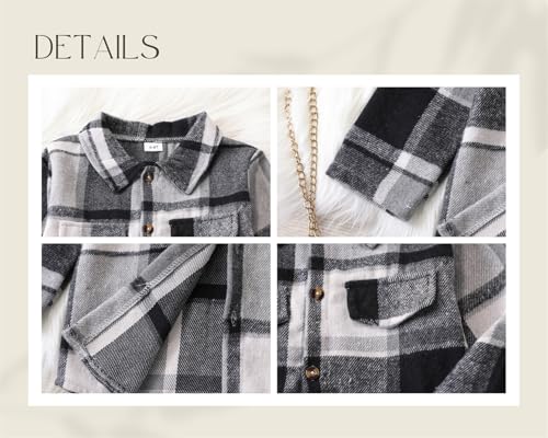 Image of Toddler Girl Clothes Plaid Long Sleeve Button Down Shirt Corduroy Overall Jumpsuit Girls Fall Winter Outfit Set