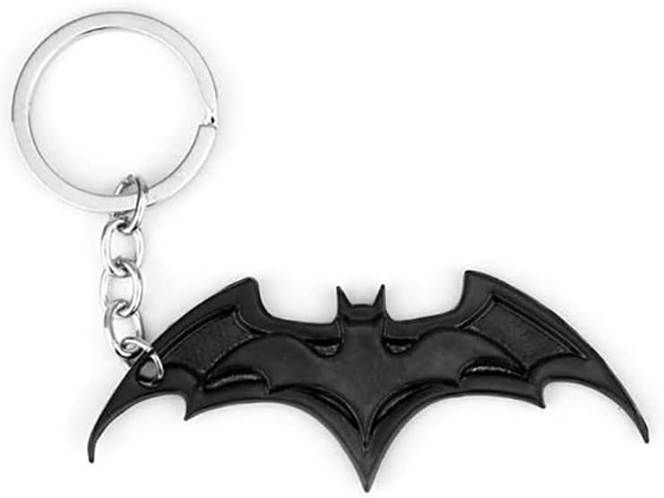 UPBEAT Metal Batman Logo Keychain (Pack Of 1) Iconic Superhero Key Ring For Fans I DC Comics I Superhero I Batman Collector Item I DC Hero Keyring I Gift I Birtday I Bike I Car I Key Ring, Black