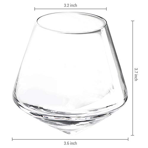 Mygift Tilted Crystal Whiskey Glasses Set Of 4 Tumblers, Old Fashioned Scotch & Bourbon Glass, Includes Gift Box #TOP5