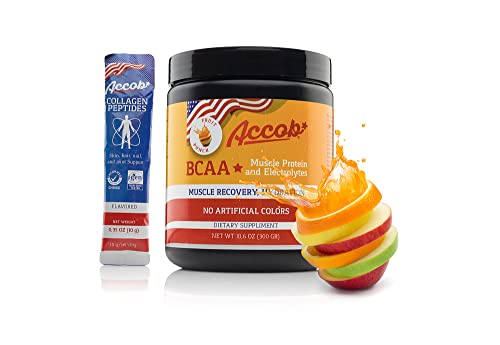 ACCOB BCAA Powder Fruit Punch-Pre or Post Workout,Muscle Recovery Drink with Amino Acids + Electrolytes,7,2g BCCAs for Men and Women-30 Servings +10g of Collagen Peptides
