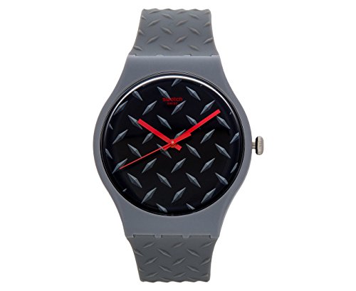 Swatch Text-ure Matte Black Dial Grey Plastic Quartz Watch SUOM102