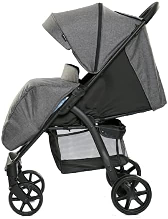 RICCO Baby Foldable Easy Steer Buggy Stroller Pushchair with 3-Position Recline System, 5 Point Harness Seat Belts, Adjustable Front Bumper/Backrest/Footrest/Canopy for 0-3 Years (HR706-GREY)
