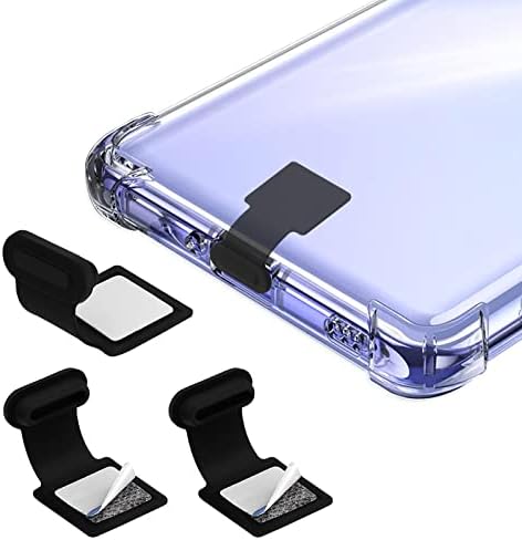 Cobee Type C Port Dust Plugs, 3 Pcs USB C Dust Cover Caps Phone Type-C Anti Dust Charging Port Plug Silicone Dust Protectors with Removable Adhesive Compatible with Laptop Smartphones, Black