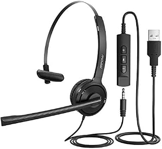 Mpow Single-Sided USB Headset with Microphone, Over-The-Head Computer Headphone for PC, 270 Degree