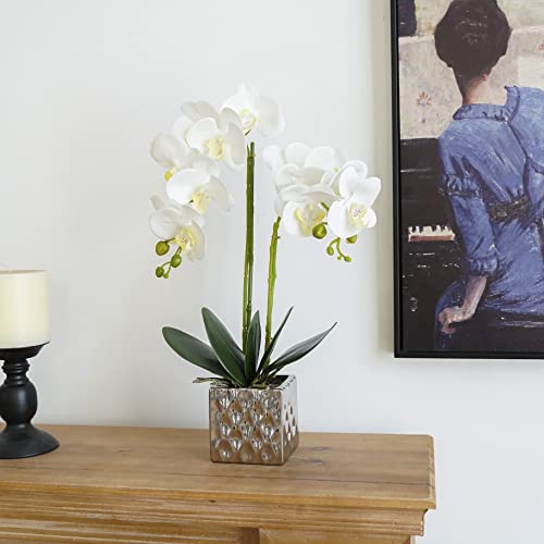 Artificial Orchids Silver Vases Orchids Artificial Flowers White Orchid Height 20 Inches #TOP3