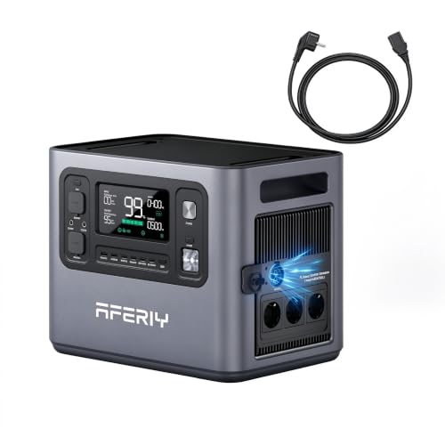 AFERIY 2800W2048Wh Tragbare Powerstation, Erweiterbar auf 10240Wh, Camping | Solargenerator 1,3Std Schnellladung, 13 Ausgänge, <10ms USV, mit APP, BMS, für Camping/Wohnmobil/Garten/Notfall/Off-Grid