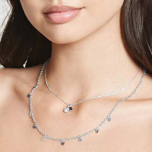 Preisvergleich Produktbild Jovono Boho mehrschichtige Halsketten mit handgefertigten runden Anhänger Zirkon Anhänger Kette Schmuck für Frauen und Mädchen (Gold)