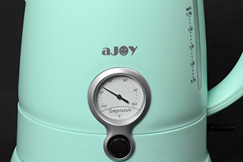 Ajoy Professional Designer Series 1.7L Cordless Electric Kettle, Bpa Free, 360 Degree Conceal Heating Element, Overheat Protection Control (Green) #TOP2