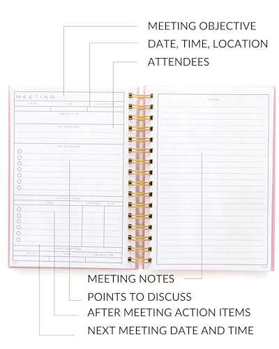 Meeting Notebook for Work Organization - 100+ Meetings Work Notebook For Note Taking - Meeting Notes Notebook For Work - Stay Productive with Meeting Planner Notebook 220 pages l A5 Size 8.5x6”
