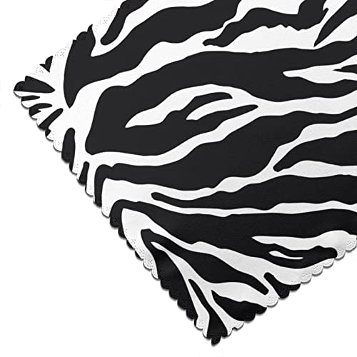Zebra Animal Print Placemats, Set Of 6 Placemats Stain Resistant Anti-Skid Black White Placemats For Kitchen Table,Washable Durable White Zebra Print Table Mats Placemats #TOP5