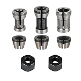 8 Stück Spannzangen Set, Oberfräse Zubehör für Einhell Katsu Bosch Dewalt, 6 Klemm-Adapter (6 mm, 6,35 mm, 8 mm) + 2 Muttern für Graviermaschine, Präzisions-Spannzangen für Gravur & Holzbearbeitung