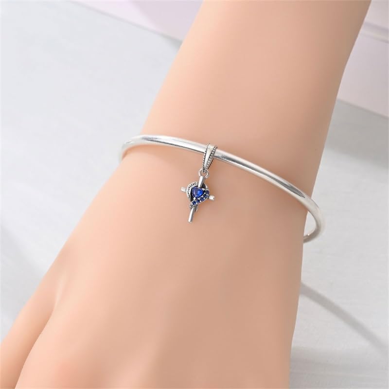 Sterling Silver Birthstone Charms for Charms Bracelet Cross Bead Charms for Pandora Bracelets and Necklace Birthday Mother's Day Christmas Jewelry Gifts for Women.3