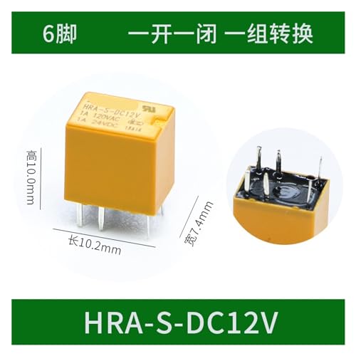Relé de microseñal HRA-S-DC12V de 6 pines con conmutación estable de 1A 2