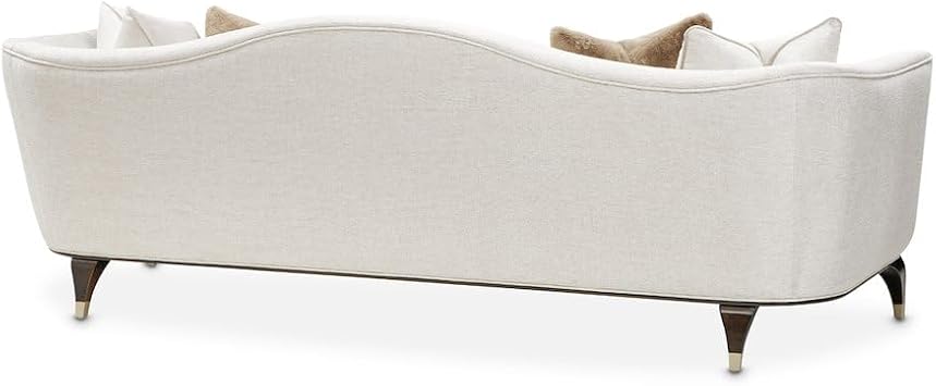 Michael Amini Paris Chic Cremini Brown Sofa Solid & Manufactured Wood Frame Rubberwood Durable Construction 100% Polyester Upholstery Single Piece Comfortable Seating for Living Room