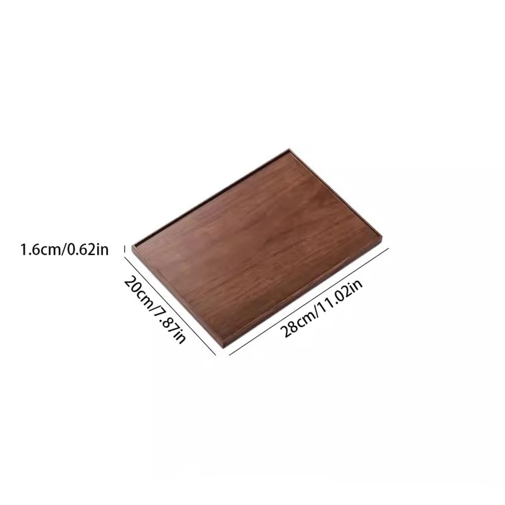 Bandejas Servir Comida Bandeja Rectangular de Madera Maciza for el hogar Nogal Negro, Bandeja Moderna for té la Tarde en Restaurante Mesa Cama | A