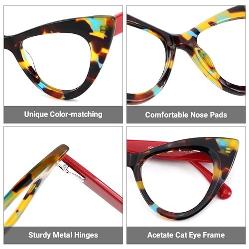 Image of Zeelool Retro Cat Eye Glasses for Women Eyeglasses Frame with Non-prescription Clear Lens ZJGA747707-04 Yellolw