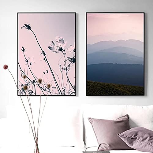 Tableau Sakura et fleurs de cerisier pour salon | Lot de 2 toiles 50x70cm sans cadre