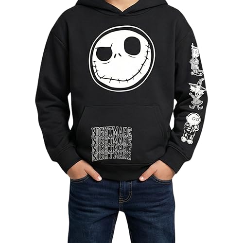 Disney The Nightmare Before Christmas Boys Jack Skellington Pullover Hoodie, Black, Sizes S-XL, Black, S