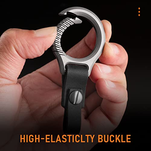 Fegve Car Key Fob Keychain Holder, Titanium Key Chains Clip For Car Keys, Leather Keychain For Men, With Screwdriver (Matte) #TOP4