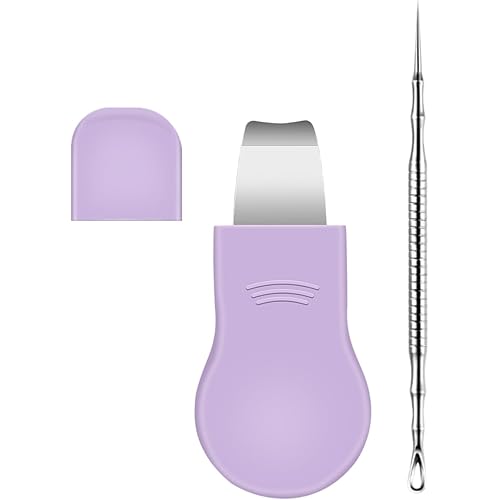 Blackhead Remover & Pimple Extractor Kit Dual-Ended Skin-Friendly Design for Sensitive Skin Professional Pore Cleanse & Acne Home Facial Care Tools with Stainless Steel Scraper (Purple-with Needle)