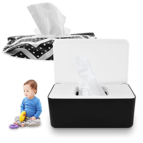 keystand 2 Pack wipes dispenser - baby wipe holder with Moisture Seal Lid keep wipes fresh,Reusable baby wipe holder,Easy Open & Close Wipe Container