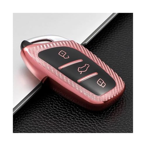 Porte-clés haut de gamme rose et carbone pour clé Roewe ERX5
