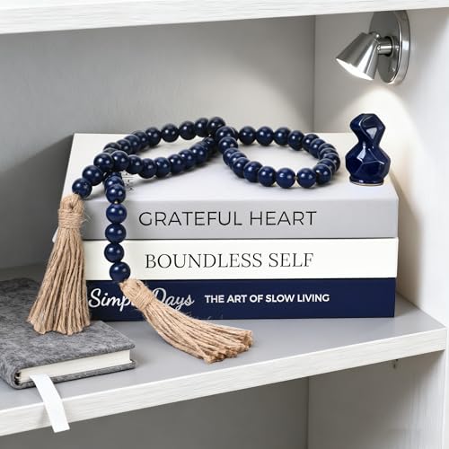 Libros decorativos azules y grises con caja de almacenamiento integrada 8