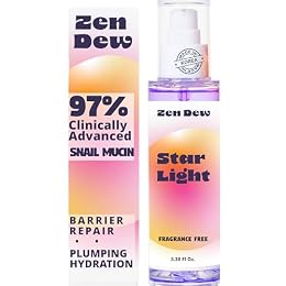 Clinically Advanced Korean Snail Mucin Serum - Star Light by Zen Dew (3.38 oz) Brightening, Anti-Aging & Hydrating K Beauty Face Serum for Glass Skin Glow – Smoothing Korean Skin Care