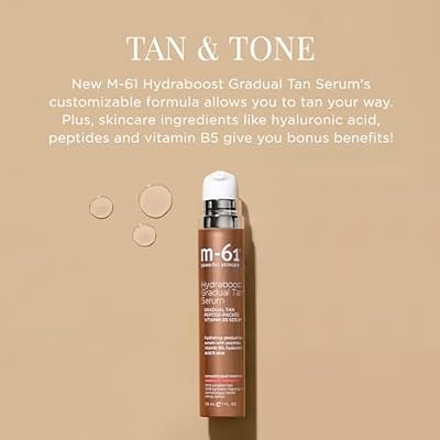 m-61 Hydraboost Gradual Tan Serum | Hydrating Gradual Tan Face Serum For A Streak-Free, Natural-Looking Glow. With Hyaluronic Acid, Peptides, and Vitamin B5. Dermatologist and Allergy Tested - 1 Fl Oz