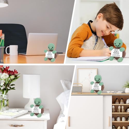 Schildkröte Kuscheltier Positive Geschenke,Turtle Gifts Emotional Support Geschenk Deko Gestrickte Mini Emotionale Unterstützung Schildkröten Gehäkelte Kuscheltiere Geburtstag für Frauen Geschwister
