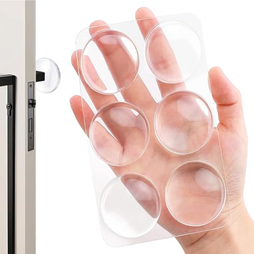 6pcs Door Stopper, Wall Door Handle Stopper, Silicone Transparent Round Wall Protector, Self-Adhesive Door Stops Door Handle Bumper Pads, Self Stick Noise Dampening Pads for Wall, Fridge, Cabinets