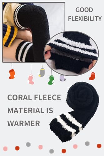 Image of CutiePlusU Womens Thigh High Fuzzy Socks Coral Fleece Over Knee High Sock - 1 Pair