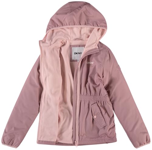 Image of DKNY Girls Fleece Jacket - Polar Fleece Lined Midweight Hooded Anorak Windbreaker - Cozy Outerwear & Winter Jackets for Girls