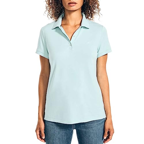 Nautica Women's Short Sleeve Polo Shirt, Womens 3-Button Cotton Golf