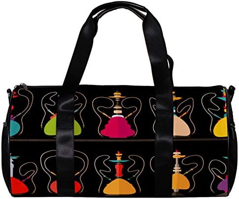 MaMacool Round Gym Sports Duffel Bag with Detachable Shoulder Strap Hookah Set Training Handbag Overnight Bag for Women and Men Multicolor 17.7x9x9 inches