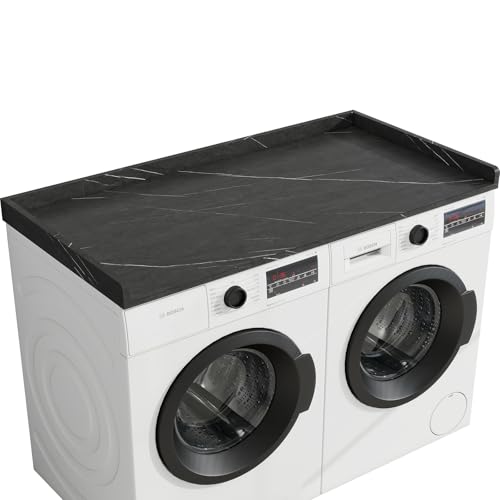 Vomavex Washer Dryer Countertop, 54" Width * 27.4” Depth Washer and Dryer Covers for The Top for Laundry Room Organization, Washer and Dryer Countertop Shelves, Black Marble