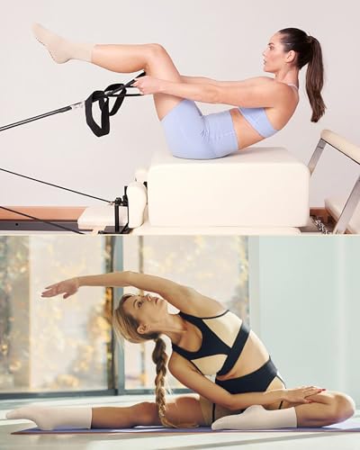 Image of 3 Pairs Pilates Socks with Grips for Women Non Slip Grip Socks for Yoga Barre Hospital Workout