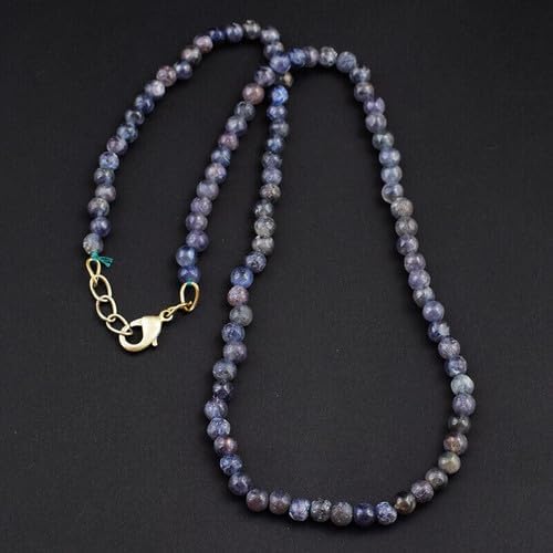 111 Cts Natural Single Strand Iolite Round Shape Beads Womens Necklace CHIK_NECKLACE-45861