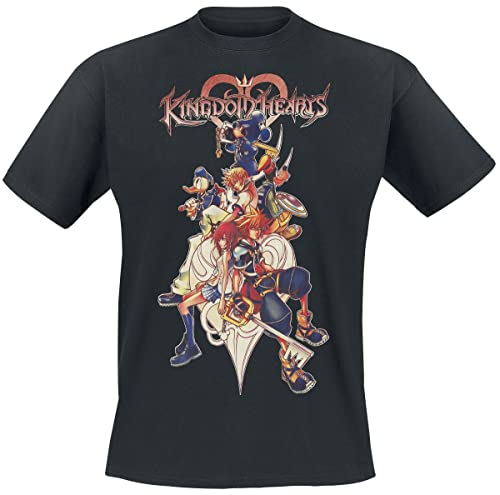 Kingdom Hearts 2 - Group Hombre Camiseta Negro XL, 100% algodón, Regular