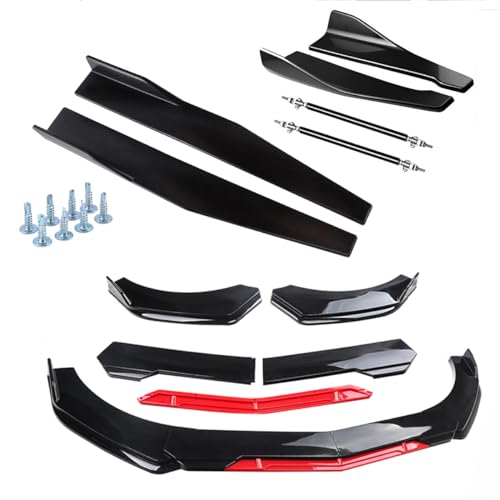 Front Bumper Lip Splitter Spoiler + Strut Rods Bright Glossy Black+Red Polyurethane Fit for Do-dge Challenger SRT SXT RT (Glossy Black spoilder Lip) by Partsmojo - Used condition - Image 2