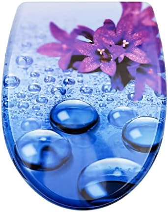 Fanmitrk Duroplast Soft Close Toilet Seat-Quick Release Toilet Lid with Top Fixing,Various Patterns to Choose from (UF819-04)