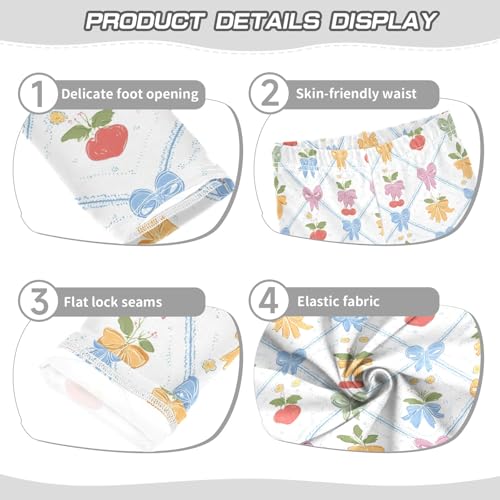 Girls' Athletic Leggings Ankle Length Yoga Dance Pants Kids Teen 4T Bow Knot Leaves3