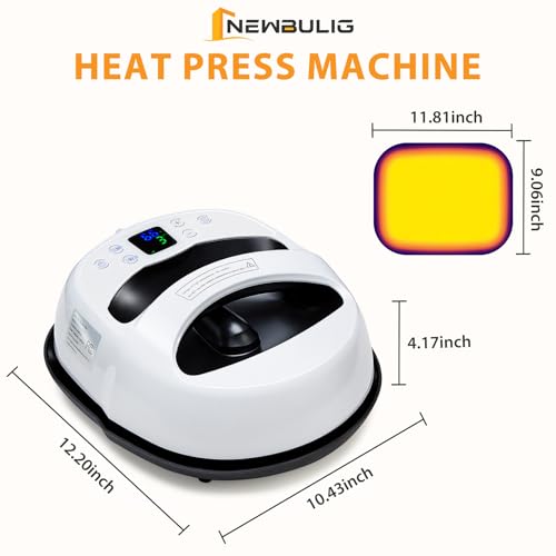 NEWBULIG Heat Press Machine for T Shirts, Iron Heat Press 9.06"x11.81", Heating Transfer Machines, Easy & Portable, 450°F for T-Shirts, Hats, Bags, Pillows with Safety Base & Auto Shut-Off by NEWBULIG - Image 6