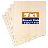 5Pack Balsa Wood Sheets Basswood Craft Plywood 12'x12'x1/16