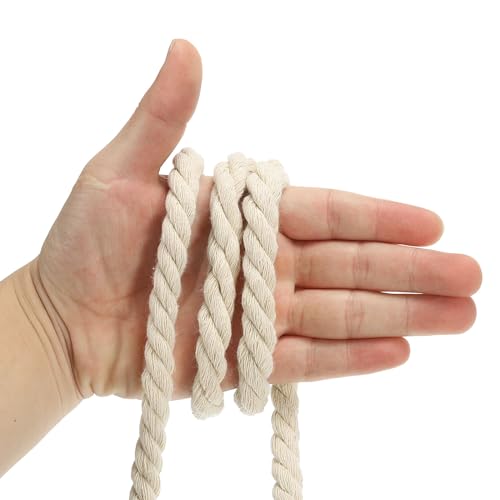 PATIKIL 1/2 Inch x 33 Feet Natural Twisted Cotton Rope, 3 Strand Soft Craft Rope with Sealing Tape for Craft Railings Home Decor Beige - Image 4